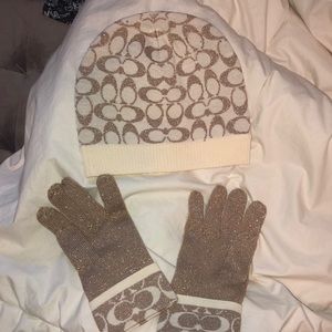 Coach matching gloves and hat